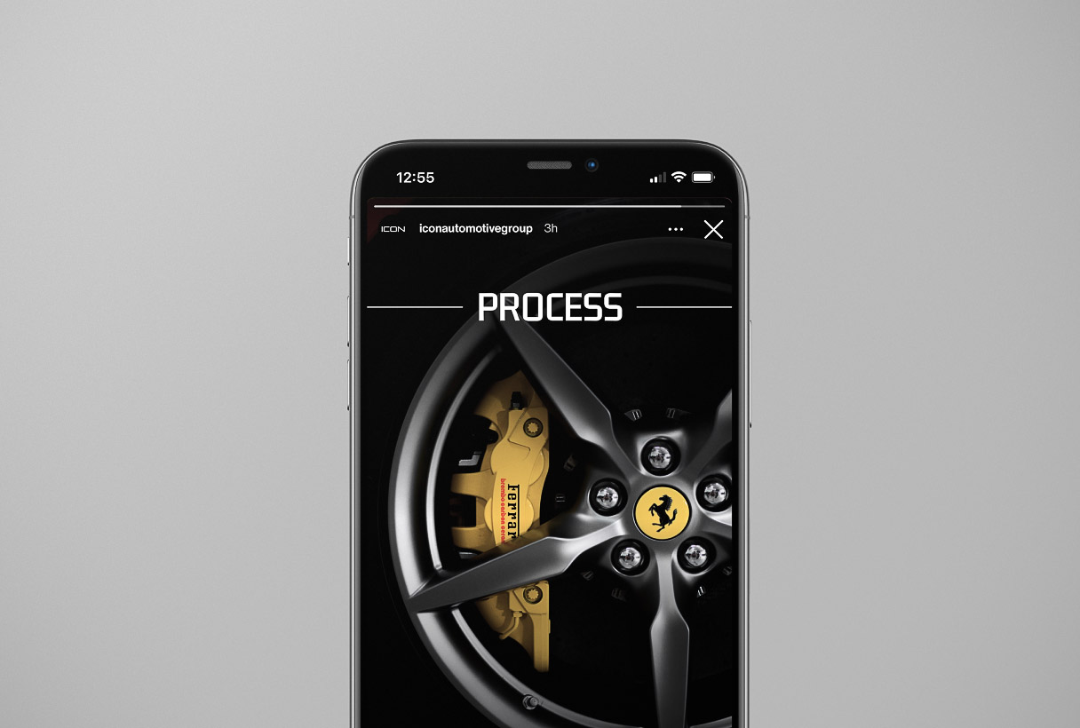 ICON Automotive social media content and marketing by Reform Digital, mockup on mobile