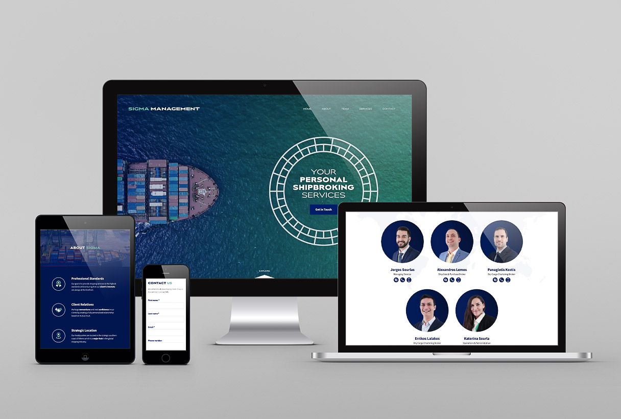 Sigma Management website by Reform Digital, responsiveness mockup on multiple devices