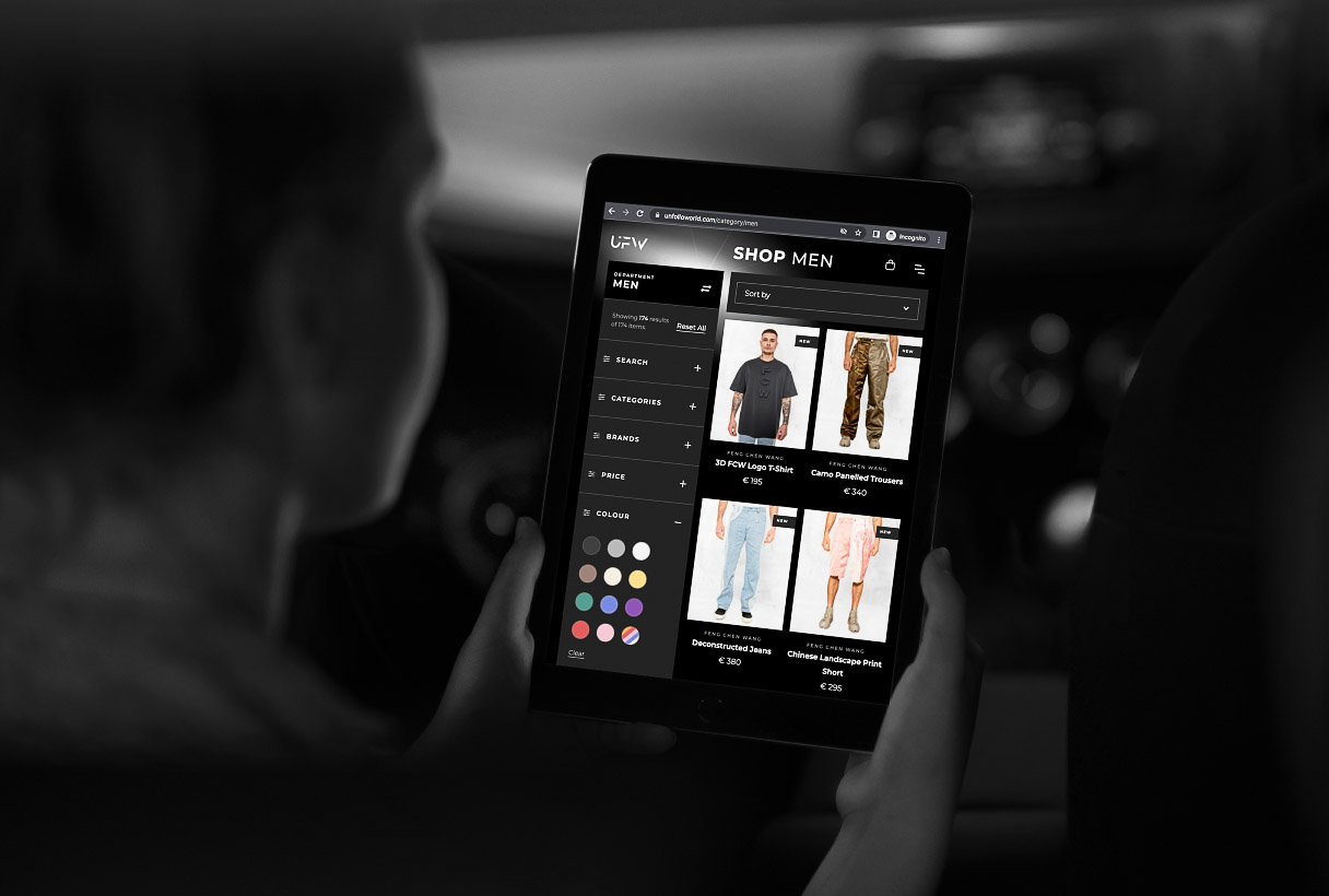 Unfolloworld e-commerce fashion website by Reform Digital, mockup on tablet